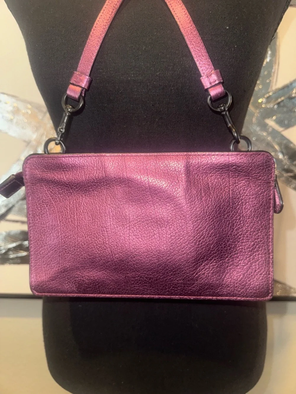 COACH Metallic Plum Crossbody Wallet - Picture 5 of 10